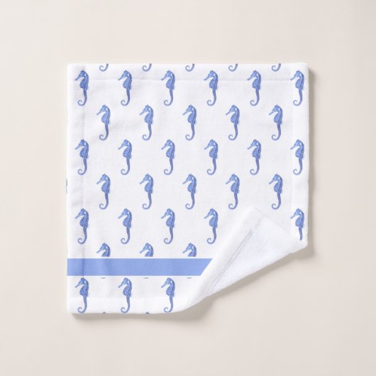 Aangepast Zee voor zeezeug zeepaard Blauw Bad Handdoek (Wasdoekje)