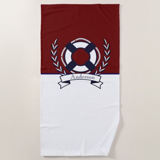 Aangepast zeeanker badkamer Bourgogne Blauw Strandlaken (Voorkant)