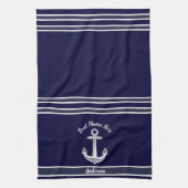 Aangepast zeeanker zeeborstkamer donkerblauw theedoek (Verticaal)