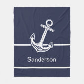 Aangepast zeeblauw zeeanker voor anker anker fleece deken (Voorkant)