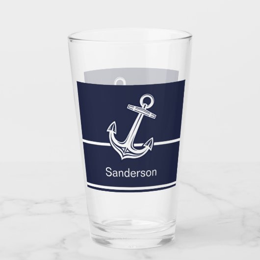 Aangepast zeeblauw zeeanker voor anker anker glas (Voorkant)