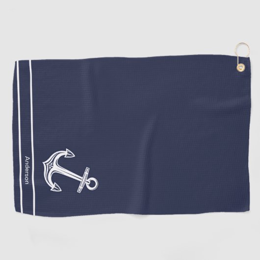 Aangepast zeeblauw zeeanker voor anker anker golfhanddoek (Horizontaal)