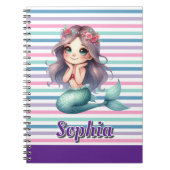 Aangepast Zeemeermin gestreept patroon Notitieboek (Voorkant)