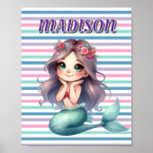 Aangepast Zeemeermin gestreept patroon Poster (Voorkant)