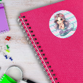 Aangepast Zeemeermin gestreept patroon Ronde Sticker