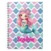 Aangepast Zeemeermin roze patroon Notitieboek (Voorkant)