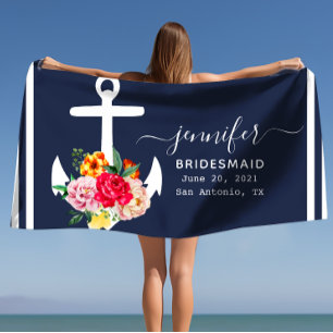 Aangepast zeeoranje zeeoranje zeeblauw strandlaken