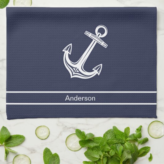 Aangepast zeeoranje zeeoranje zeeblauw theedoek (Gevouwen)