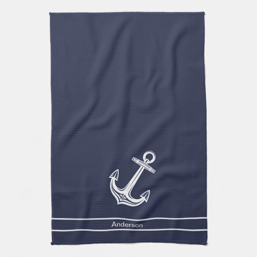 Aangepast zeeoranje zeeoranje zeeblauw theedoek (Verticaal)