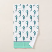 Aangepast zeepaardje Blauwgroen blauw Aqua B Bad Handdoek (Handdoek)