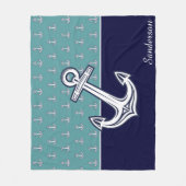 Aangepast zeewaterverankeringsbadkamer Blauwgroen  Fleece Deken (Voorkant)