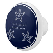 Aangepast zeewitte marineblauw strand keramische knop (Rechts)