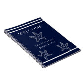 Aangepast zeewitte marineblauw strand notitieboek (Rechterzijde)