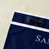 Aangepast zeewitte marineblauw strand T Strandlaken (In situ)