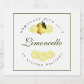 Aangepast zelfgemaakt limoncello-etiket likeurfles etiket (Enkel label)