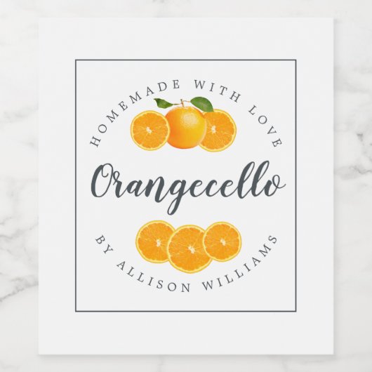 Aangepast zelfgemaakt Orangecello Etiket (Enkel label)