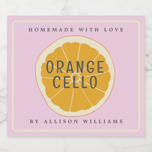 Aangepast zelfgemaakte Orangecello-label Likeurfles Etiket (Enkel label)