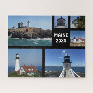 Aangepast Zes Fotocollage Maine Lighthouders Legpuzzel