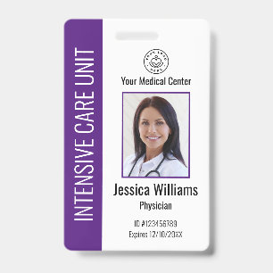 Aangepast ziekenhuis Logo Foto Paarse ID Badge