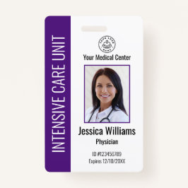 Aangepast ziekenhuis Logo Foto Paarse ID Badge