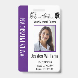 Aangepast ziekenhuis Medische werknemer Foto Paars Badge