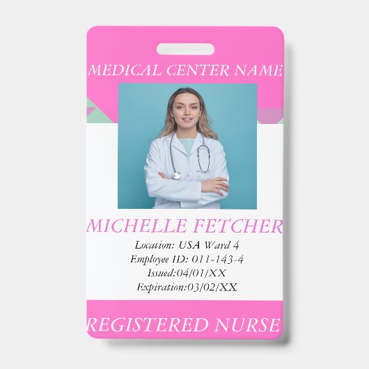 Aangepast ziekenhuismedewerker Foto ID-kaart Badge (Front)