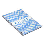 Aangepast Zigzag Chevron Pattern Blue White Notitieboek (Rechterzijde)