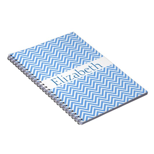 Aangepast Zigzag Chevron Pattern Blue White Notitieboek (Rechterzijde)