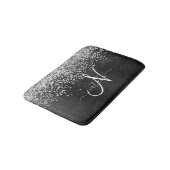 Aangepast zilveren glitter-zwart monogram badmat (Gekanteld)