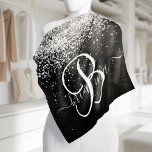 Aangepast zilveren glitter-zwart monogram bandana<br><div class="desc">Pas dit trendy elegant bandana-ontwerp met  zilveren mousserende glitter op een zwarte geborstelde metalen achtergrond eenvoudig aan.</div>