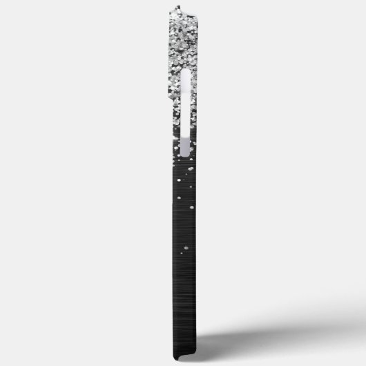 Aangepast zilveren glitter-zwart monogram Case-Mate iPhone case (Achterkant / Links)