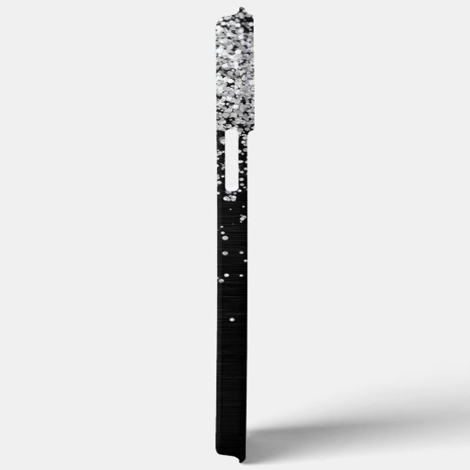 Aangepast zilveren glitter-zwart monogram Case-Mate iPhone case (Achterkant / Rechts)