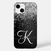 Aangepast zilveren glitter-zwart monogram