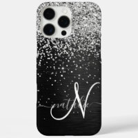 Aangepast zilveren glitter-zwart monogram