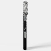 Aangepast zilveren glitter-zwart monogram Case-Mate iPhone case (Achterkant / Rechts)