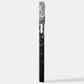 Aangepast zilveren glitter-zwart monogram iPhone hoesje (Rechterkant)