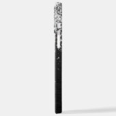 Aangepast zilveren glitter-zwart monogram iPhone hoesje (Linkerkant)