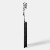 Aangepast zilveren glitter-zwart monogram iPhone hoesje (Linkerkant)