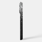 Aangepast zilveren glitter-zwart monogram iPhone hoesje (Linkerkant)