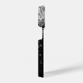 Aangepast zilveren glitter-zwart monogram iPhone hoesje (Rechterkant)