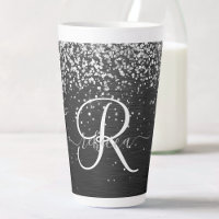 Aangepast zilveren glitter-zwart monogram