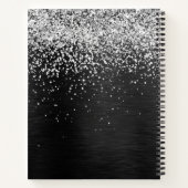 Aangepast zilveren glitter-zwart monogram notitieboek (Achterkant)