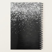 Aangepast zilveren glitter-zwart monogram planner (Achterkant)