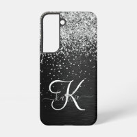 Aangepast zilveren glitter-zwart monogram