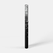 Aangepast zilveren glitter-zwart monogram samsung galaxy hoesje (Rechterkant)