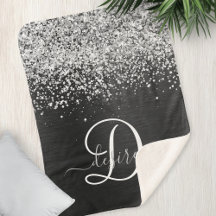 Aangepast zilveren glitter-zwart monogram