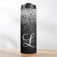 Aangepast zilveren glitter-zwart monogram