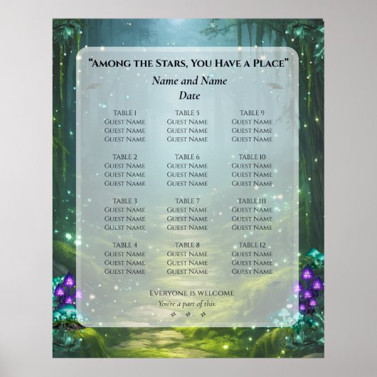 Aangepast zitplaatsenoverzicht Bioluminescente Ele Poster (Voorkant)