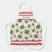 Aangepast zonaal rood Holly Berries Groene bladere Schort (Voorkant)