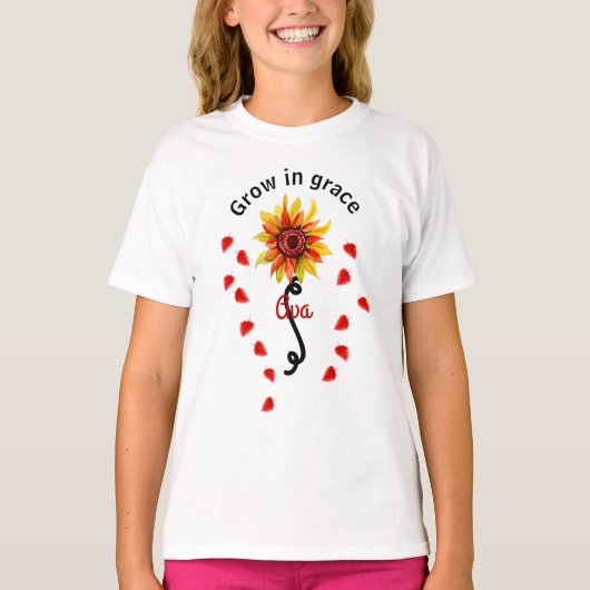 Aangepast zonnebloemcitaat personaliseren t-shirt (Voorkant)